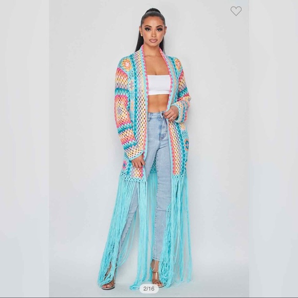 LAST ONE Straight Up Crochet & Fringe Cardigan - Picture 7 of 7